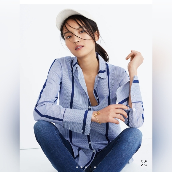 Madewell stripped button down tunic size medium - Picture 3 of 8